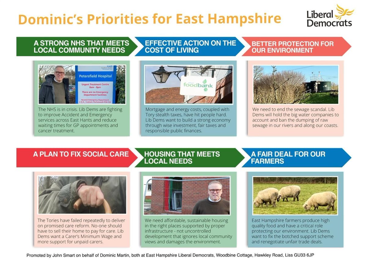 Our parliamentary candidate @dominicMartinLD will put the issues affecting the people of East Hampshire first. Read Dominic's priorities here: buff.ly/4aXhy83