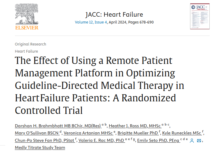 Congrats to TRANSFORM HF’s @doctordarshan & team on their new @JACCJournals article! Read about how they used #remotemonitoring to safely increase the number of #heartfailure patients achieving optimal medication in a shorter period for better outcomes: sciencedirect.com/science/articl…