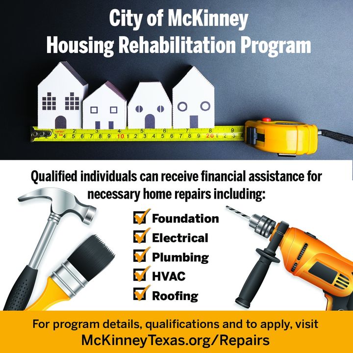 Qualified individuals can receive financial assistance for necessary home repairs. Learn more about our Housing Rehabilitation Program: McKinneyTexas.org/Repairs