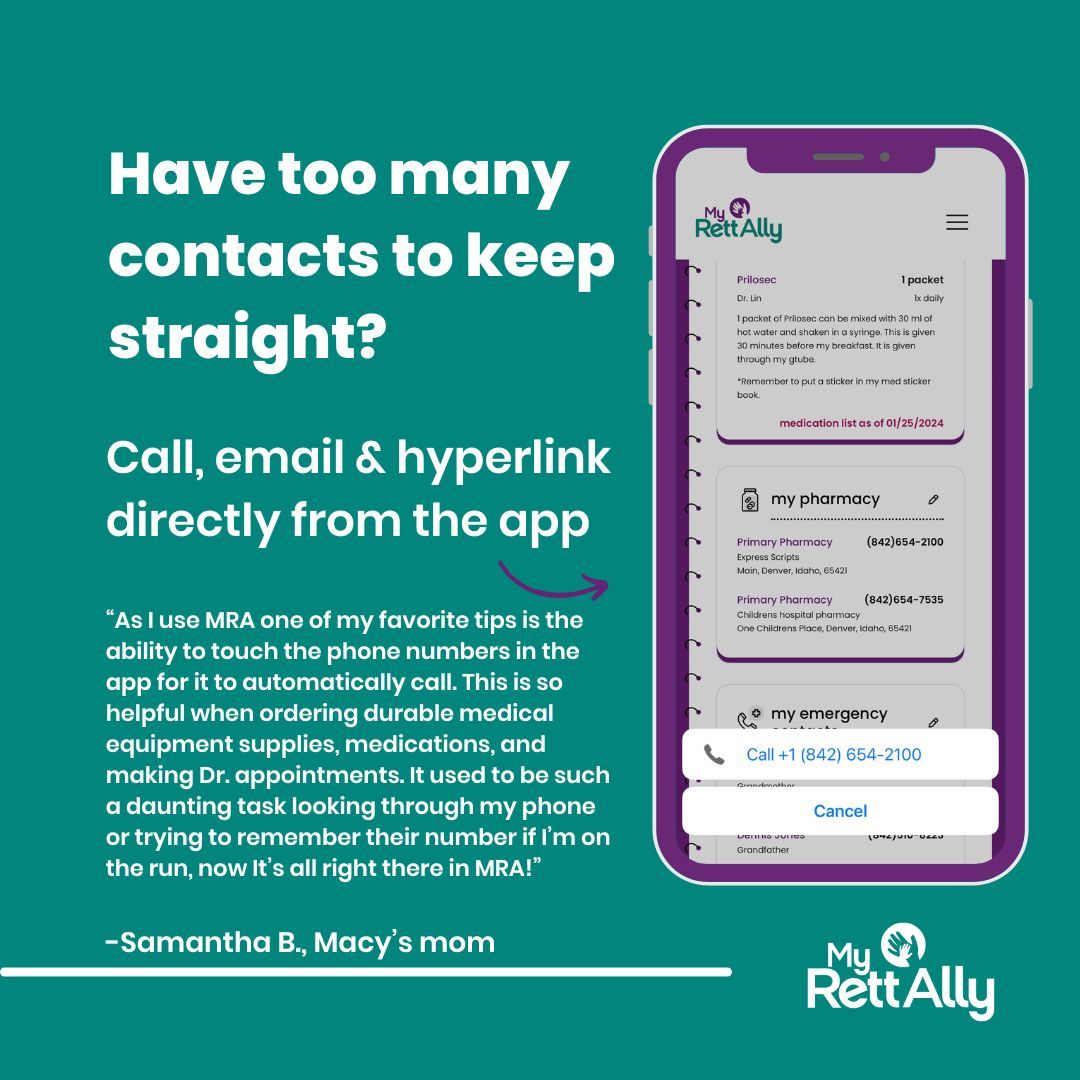 There are so many things you can do with our My Rett Ally web app, powered by mejo! Get to know My Rett Ally, made exclusively for our Rett syndrome community, at rettsyndrome.org/myrettally.