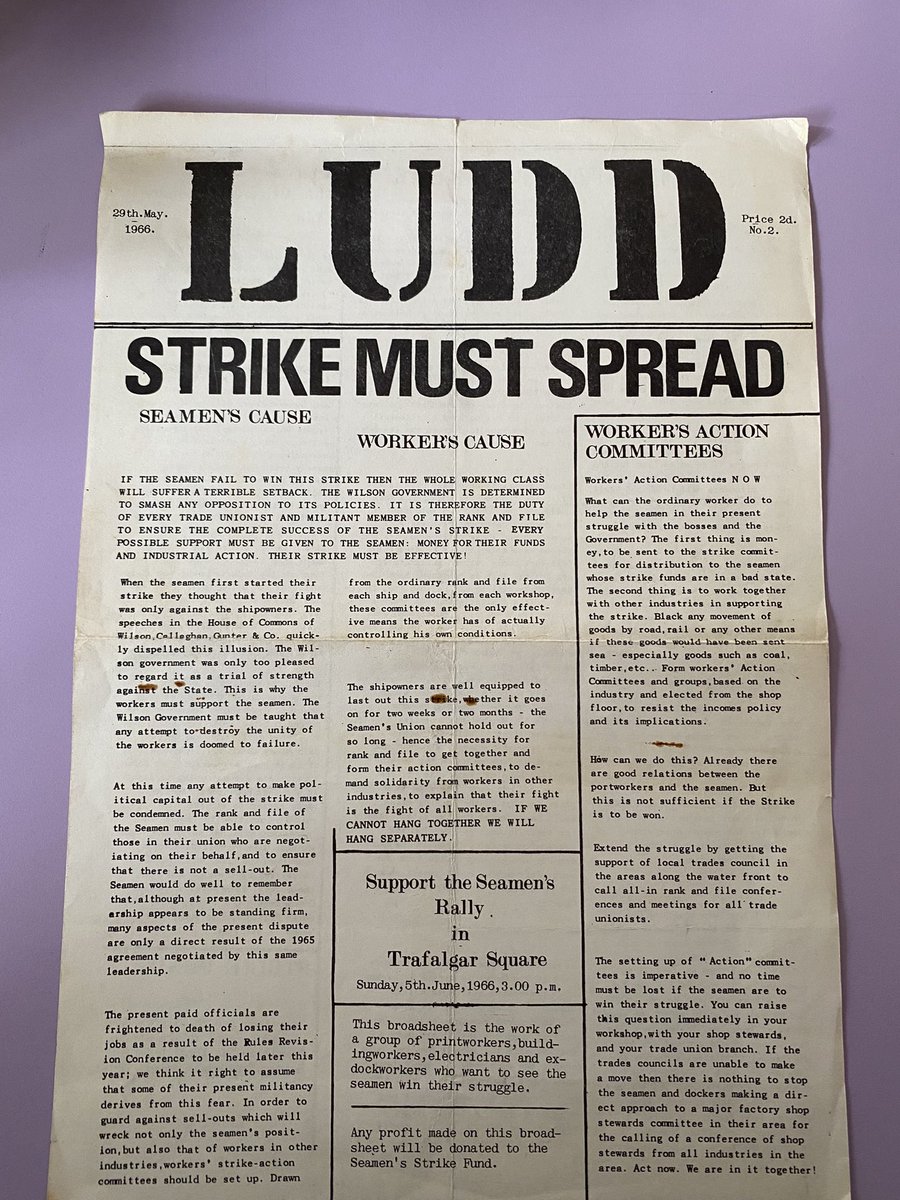 Archive Gold. LUDD issue 2 - 1966. A call to establish ‘Worker’s Action Committees’ across all industries and sectors in support of the 1966 Seaman’s Strike. Strong councilist/revolutionary syndicalist vibes throughout this bulletin.