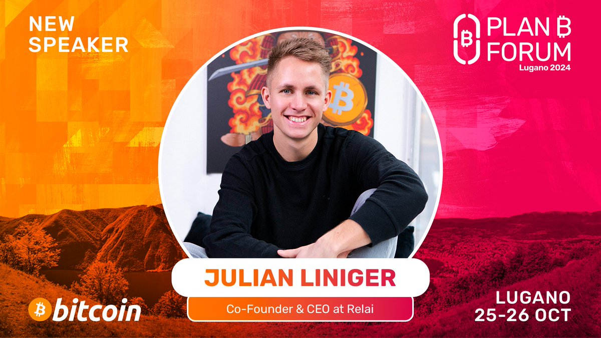 📣🚨 NEW SPEAKER ANNOUNCEMENT 💥 Co-Founder & CEO at Relai @julian_liniger will be a speaker at Plan ₿ Forum 2024! Don’t miss the event of the year in Lugano, October 25-26! 🇨🇭 Get your ticket now! 👉 planb.lugano.ch/planb-forum/ #LuganoPlanB #bitcoin