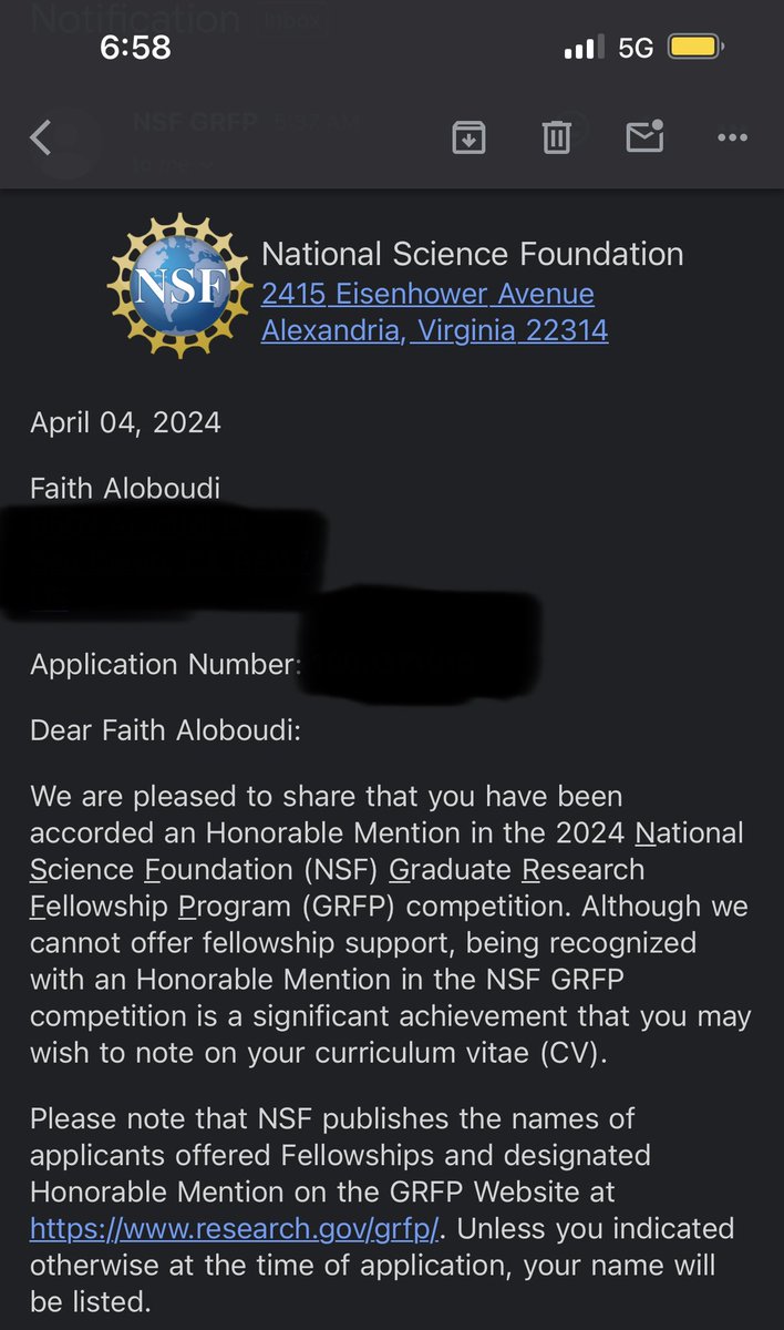 What!!! 🥹🥹🥹 Proud to say I’ve been named as a Honorable Mention for the #GRFP! #NSFGRFP