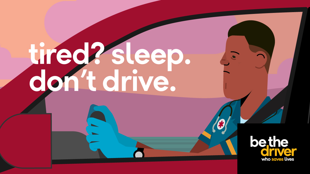 After a long workday, the dangers of #DrowsyDriving become real. #BeTheDriver who listens to their body and knows when to take a rest. #DistractedDriving