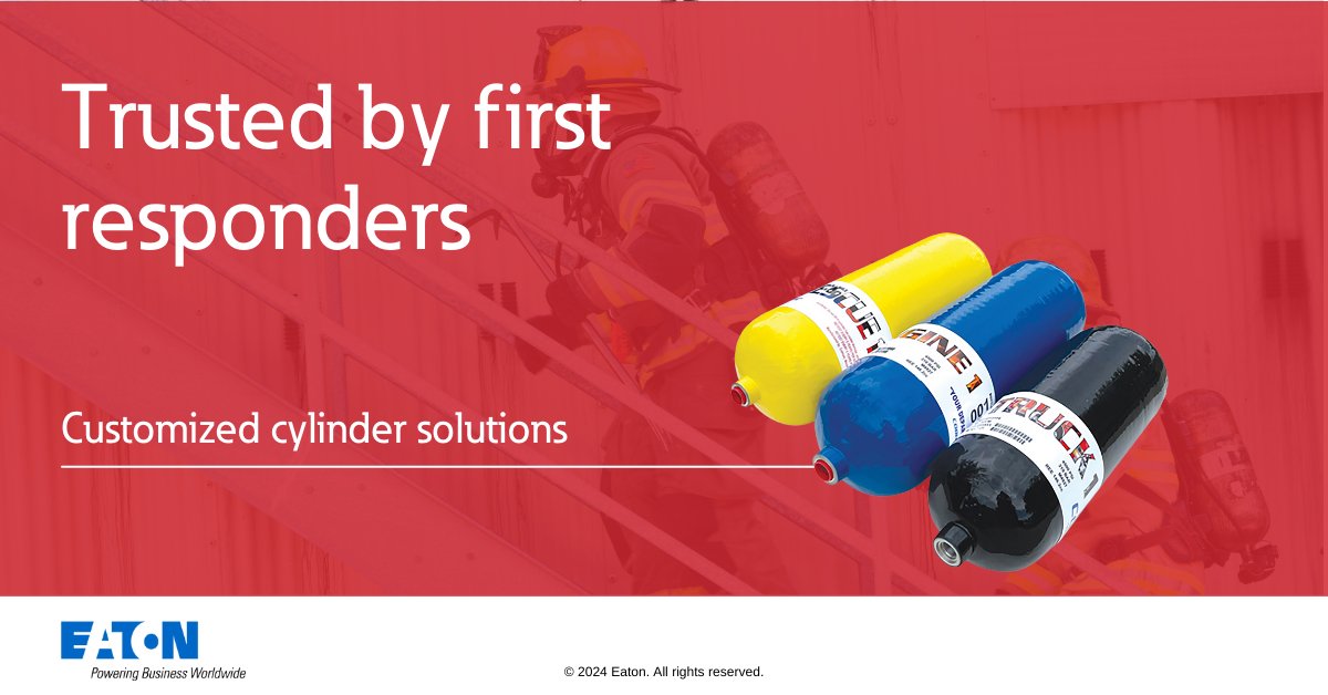 Our cylinder solutions are a breath of fresh air. Lightweight, reliable - See how these cylinders are used to protect first responders: eaton.works/3J4Bo5c #SCBA #FireSafety #FireAndRescue