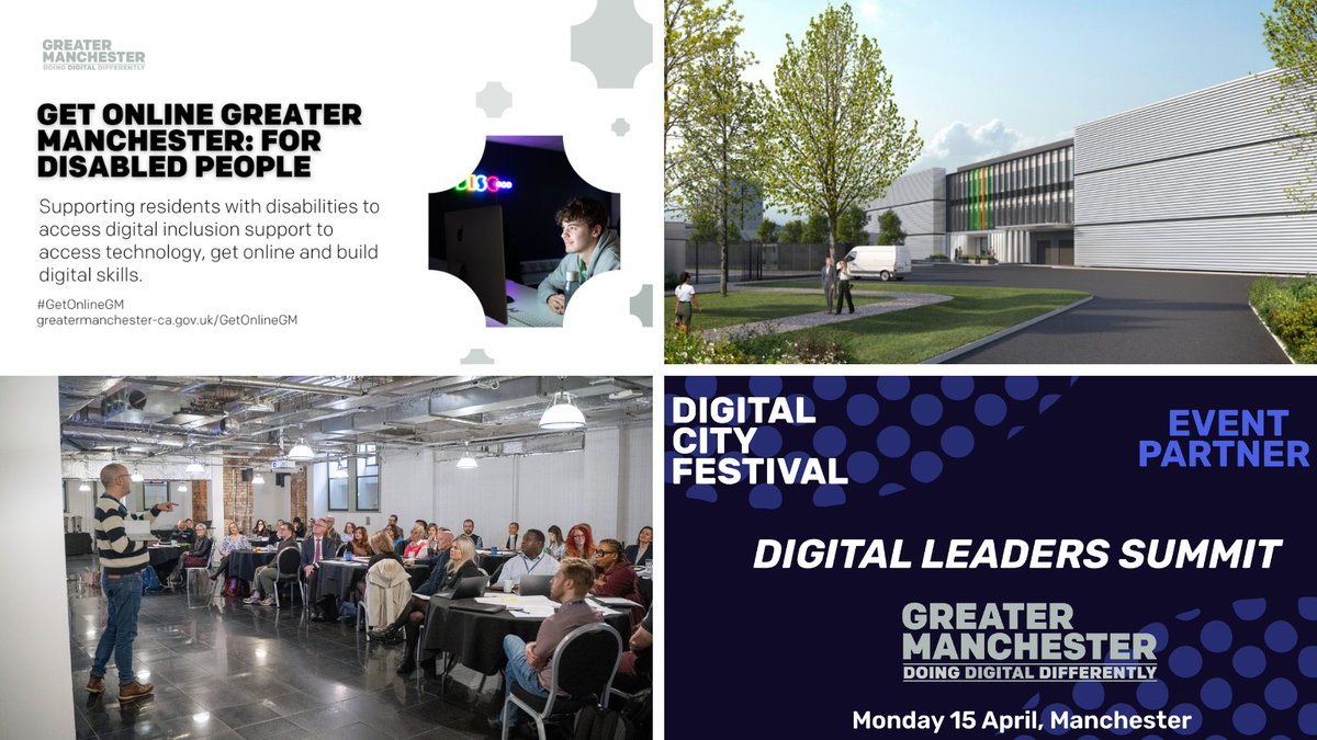 📬 Check your inbox, the latest #GMDigital bulletin is out now!
👩‍💻 NEW #GetOnlineGM resource supporting residents with disabilities
🗣️  @GMCAdigital return to #DCF24
🏘️ @StudioEgretWest win ‘digital first’ regeneration of Manchester Town

Read it all ⬇️
orlo.uk/w7pWo