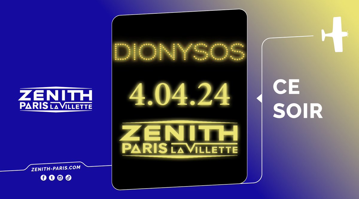 ⏲️ H O R A I R E S ⏲️ Ce soir retrouvez le groupe de rock français emblématique Dionysos au @Zenith_Paris ✨ ➡️ 18h30 : Ouverture des portes ➡️ 20h00 première partie : @vonbalthazar ➡️ 20h50 : Dionysos Bon show 😎