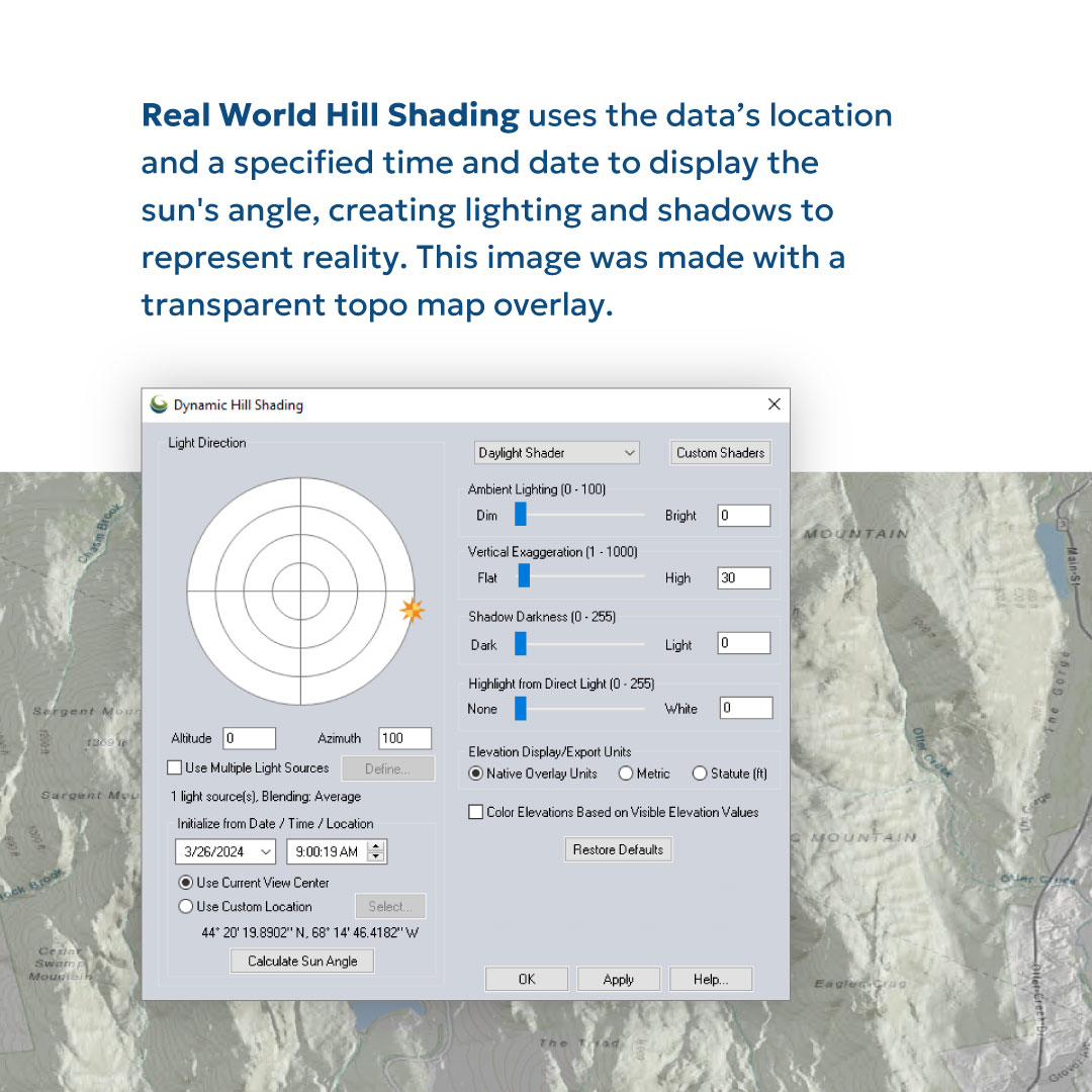 global_mapper's tweet image. 🌄 Elevate your map game with our dynamic hill shading tool! Learn how to create stunning visualizations in just a few steps. 
-
#GlobalMapper  #MapVisualization #Cartography #GIS #Geospatial #DataViz #DataVisualization