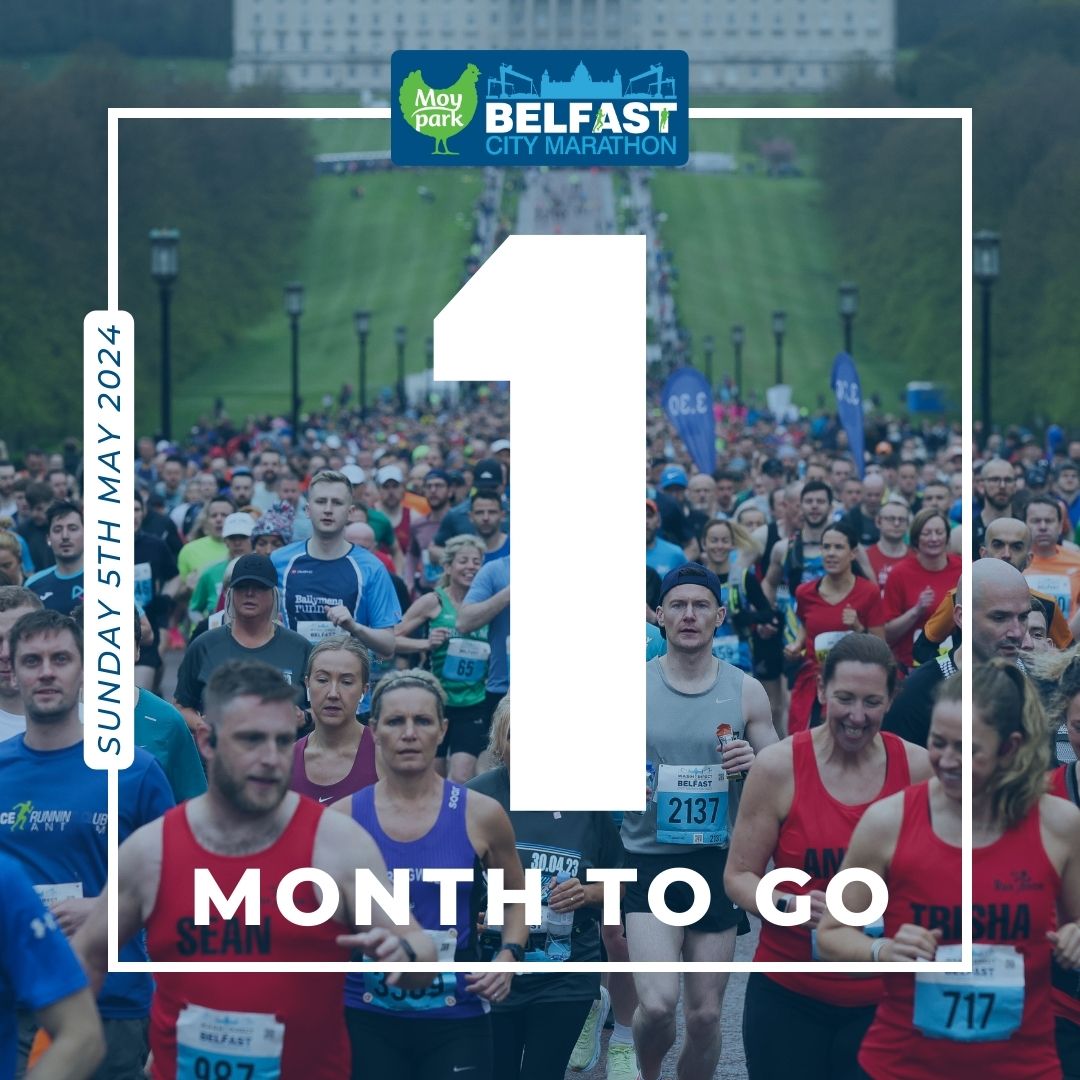 ONE MONTH TO GO!👀⚡💙 Who's excited for the 2024 Moy Park Belfast City Marathon? We can not WAIT to see you all at the start line ekk !! Which event will you be taking part in? Will you be cheering and supporting from the sidelines? Let us know in the comments below👇