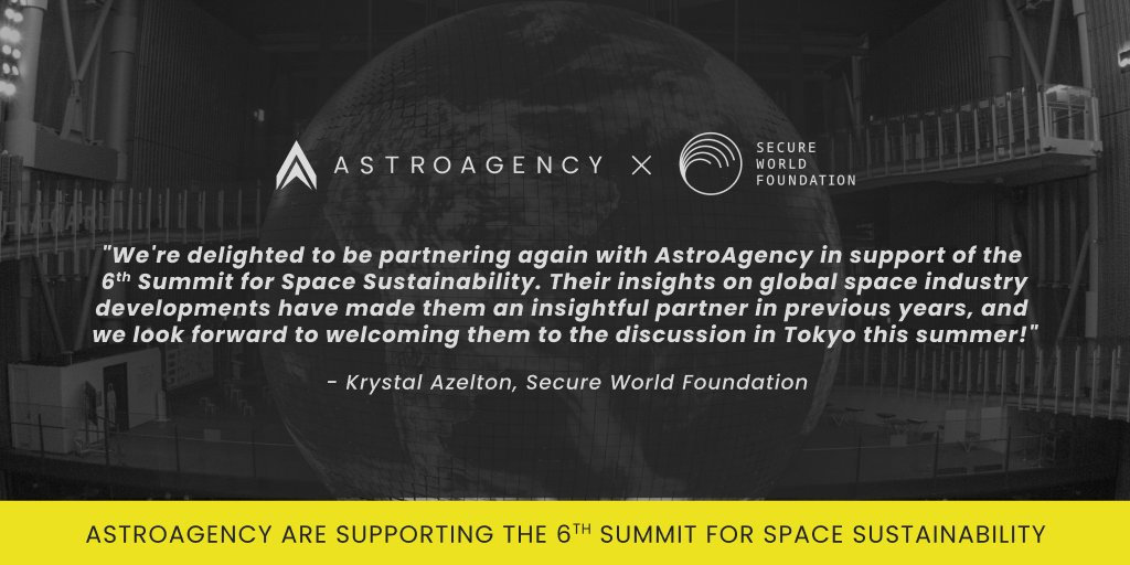 We're once again proud to sponsor and partner with @SWFoundation's 6th Summit for #SpaceSustainability. 🚀Join us in Tokyo for discussions on the pivotal issues facing sustainable activities in space. 👉Early bird registration is now open: swfsummit.org.
