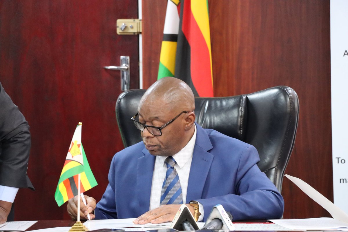 Today, @MoHCCZim Minister Dr. D Mombeshora presided over the signing of perfomance contracts for Board Chairpersons of parastatals under the Ministry. Dr Mombeshora said, 'Parastatals under our Ministry play a critical role in fulfilling the Ministry's mandate.