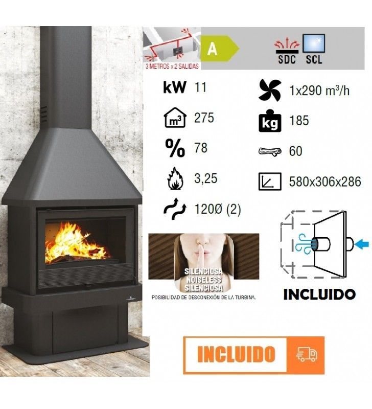 #chimenea metáilca de fácil instalación. incluye turbinas para mejor difusión del calor.  buff.ly/3wSXz8x