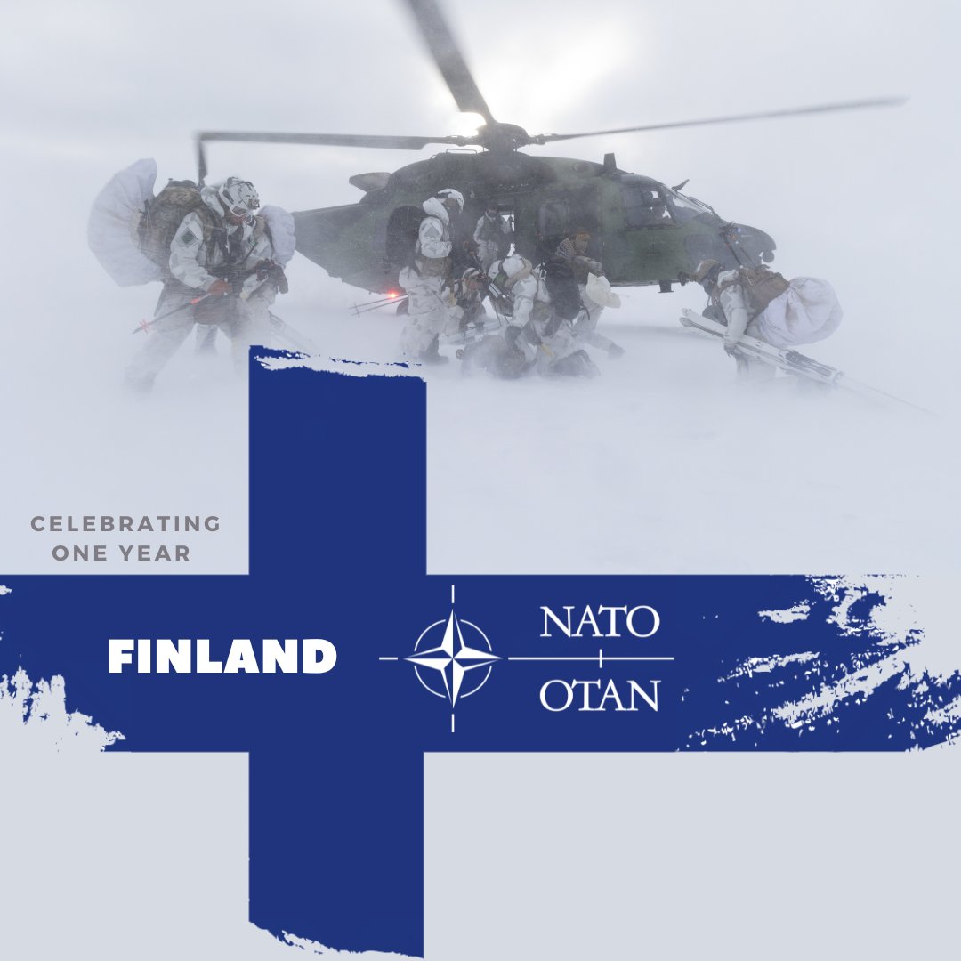 Today we celebrate one year of #NATO alliance with our friends in Finland! We’re proud to stand with our Finnish Allies @DefenceFinland @DefenceFinland 🇫🇮 🇫🇮 🇫🇮 #1NATO75years #WeAreNATO #SOFinEurope #SpecialOperations