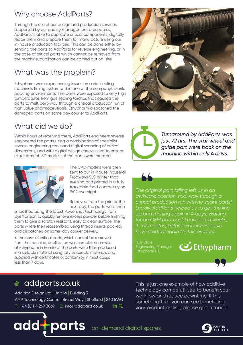 With less than 3 weeks to go to <a href="/makingpharma/">Making Pharma</a>  CBS Arena check out our case study with <a href="/Ethypharm/">Ethypharm</a> 

The team will be available on stand 625 to scan any parts and discuss how the virtual storeroom could help you save critical downtime &amp; keep your production line running.