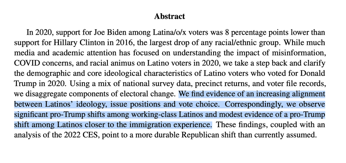 The linking of issue positions and voting patterns, and our failure to support campaign or region-specific explanations, suggests these shifts are not ephemeral, but reflect a more durable change in partisan attachments.