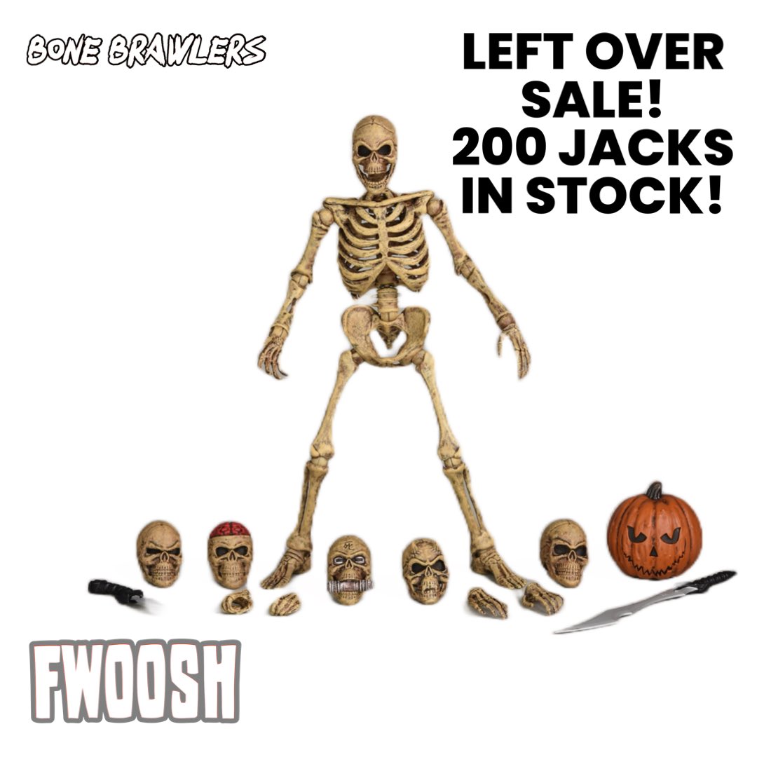 We’re selling our remaining stock of Yokai Bone Brawler Evil-Jack-O-Lantern! We have 200 to sell (and 100 GITD)! (This will not affect EU preorders, they are on the way). preorders-fwooshstore.myshopify.com/products/yokai…