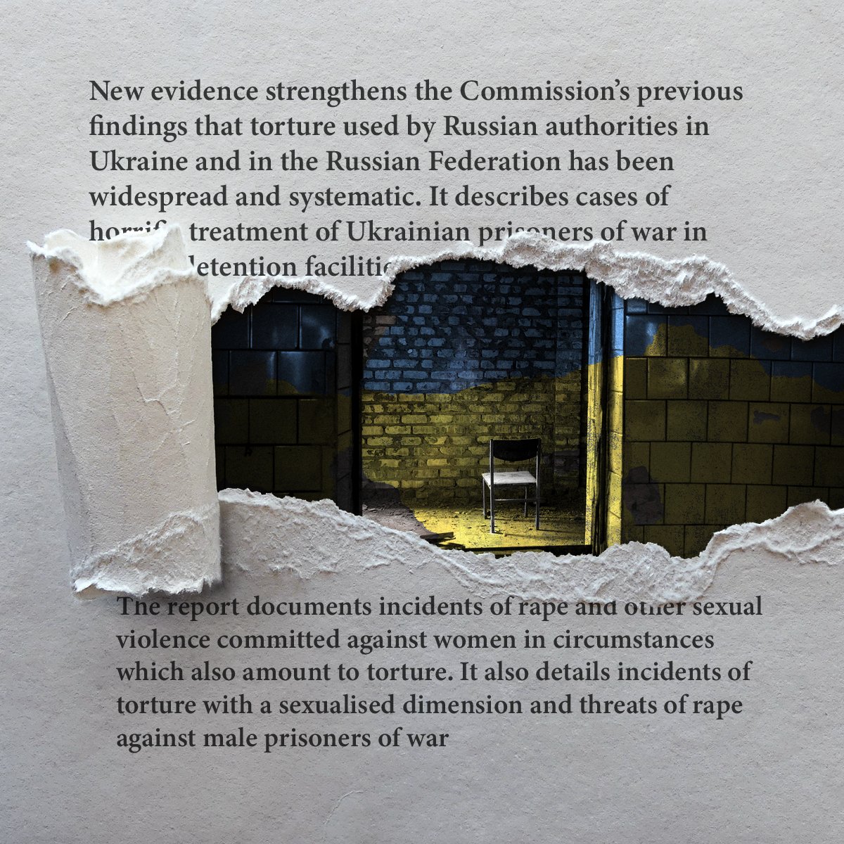 Victims reported torture 'everywhere.' The UN Commission of Inquiry on Ukraine has exposed the widespread and systematic torture of Ukrainian civilians and prisoners of war by Russian forces. Today, @UN_HRC renewed the mandate of the Commission to continue its vital work.