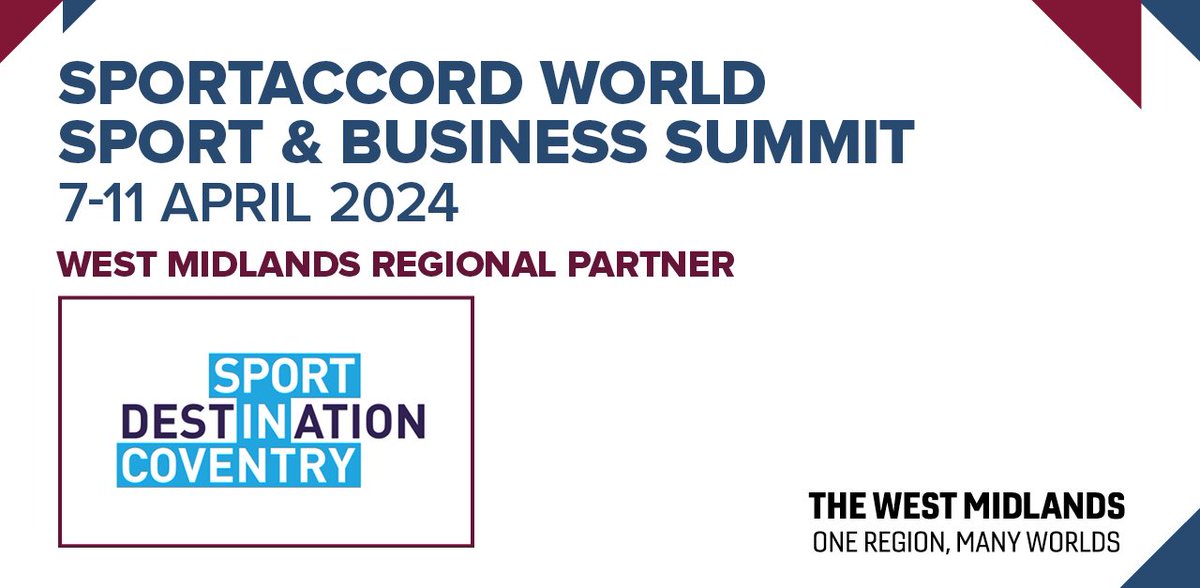 Sport In Coventry is a WM Regional Partner at the upcoming @Sportaccord World Sport & Business Summit. Meet the City of Coventry on stand number 24 during Sport Accord. Read more: tinyurl.com/bdhwd654