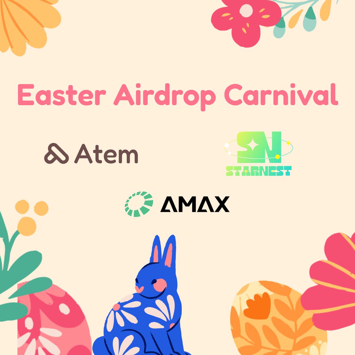 🎉 Exciting Easter Airdrop Alert! 🎉 #Atem X @Armonia_Network X @StarNestweb3 💰 Rewards： 1⃣333 $ATEM from #AtemNetwork 2⃣10x ArmoniaMetaChain giveaway 3⃣10x StarNest giveaway 🐰 Hop into the festivities with our Easter Airdrop! 🥚 ▶️rewards.taskon.xyz/campaign/detai… Don't miss…
