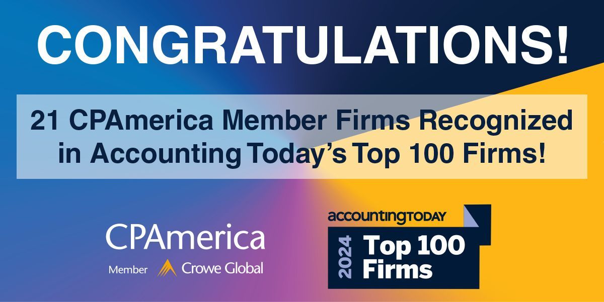 CPAmerica, Inc. (@cpamericaintl) on Twitter photo Congratulations to the 21 CPAmerica member firms that were recognized in the <a href="/accountingtoday/">Accounting Today</a> Top 100 Firms and Regional Leaders! Click here to learn more: buff.ly/3THy8Sk
#CPAmerica #accounting #cpai #wherecollaborationmeansbusiness #accountingtoday #AT100 Congratulations to the 21 CPAmerica member firms that were recognized in the <a href="/accountingtoday/">Accounting Today</a> Top 100 Firms and Regional Leaders! Click here to learn more: buff.ly/3THy8Sk
#CPAmerica #accounting #cpai #wherecollaborationmeansbusiness #accountingtoday #AT100