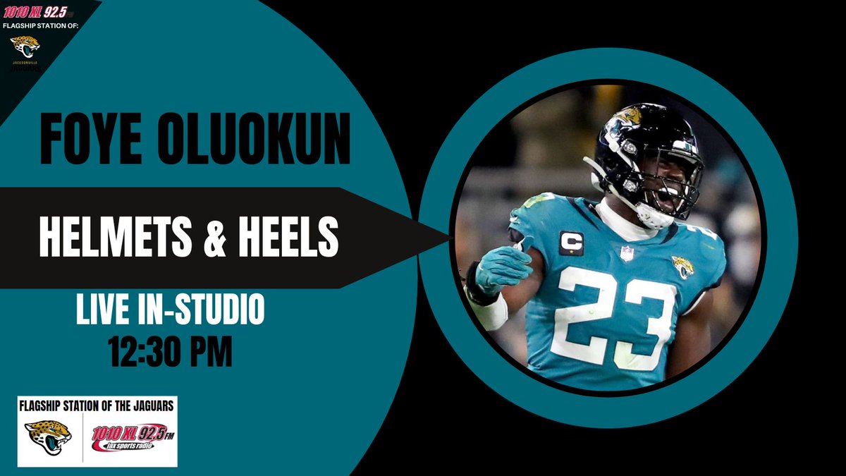 🚨🚨 PROGRAMMING ALERT 🚨🚨 #Jaguars LB Foye Oluokun will be LIVE IN-STUDIO at 12:30 PM on @HelmetsandHeels!