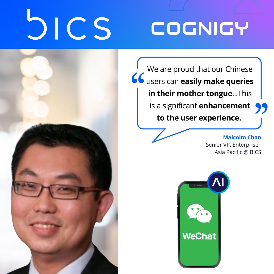 Let's talk about BICS: With its game-changing WeChat AI Agent, this leading global communications platform company is revolutionizing its support for Chinese customers. Read the full success story here: hubs.ly/Q02rP2-b0 #BICS #Cognigy #CustomerExperience #Innovation