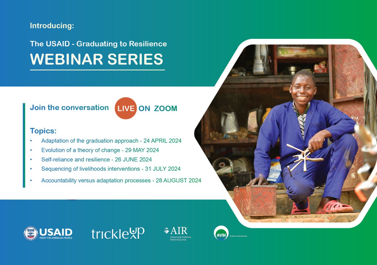 Join us from April to August for a webinar series hosted by @USAID G2R Activity, exploring insights from our implementation of the graduation approach! Save the date for the 1st: April 24, 9-10:30am EST. 🗓️ Stay tuned for updates and join the conversation! forms.gle/wR3bxoRoU4njef…