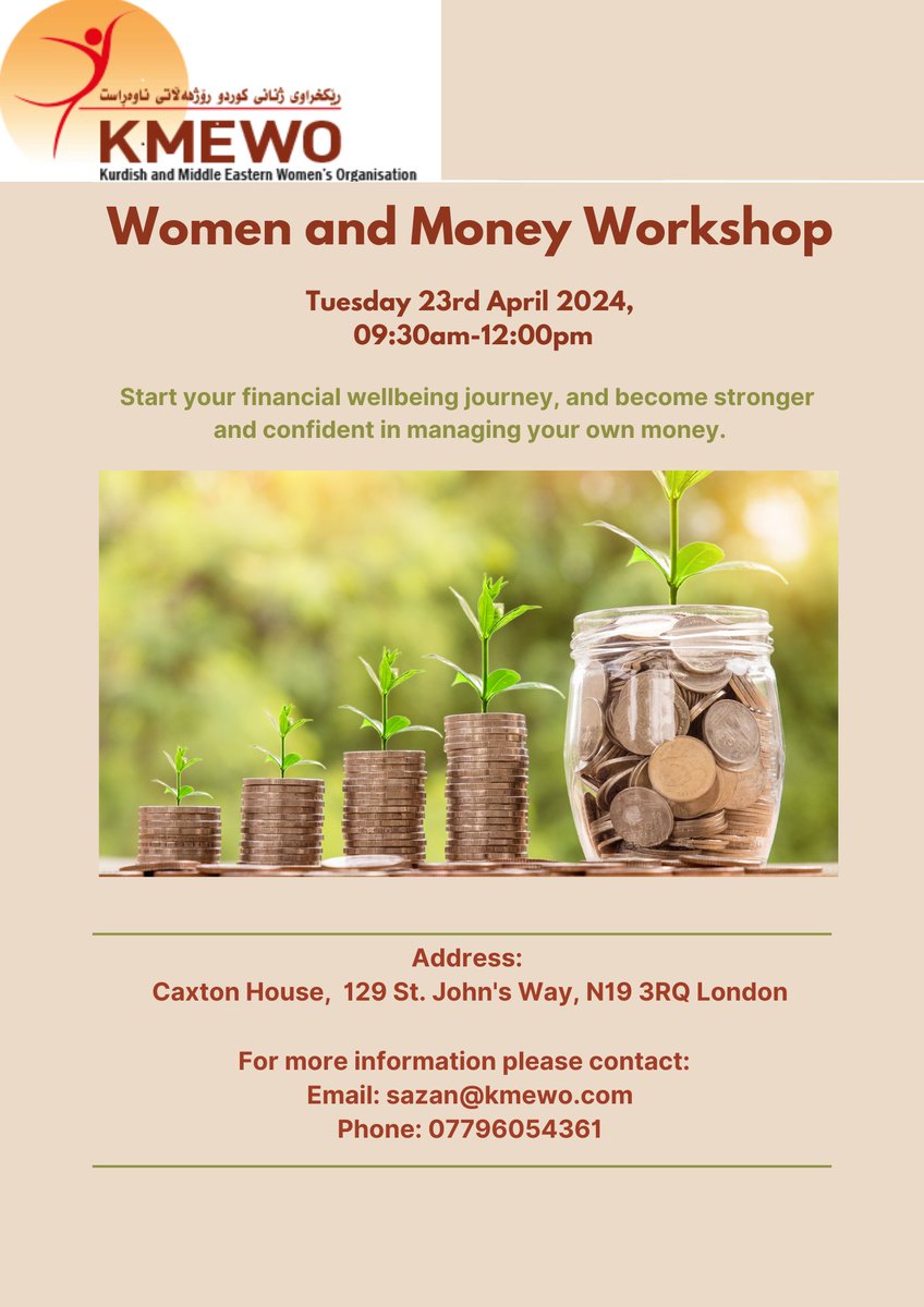 Join @kmewo for our Women and Money Workshop! 💰 Let's empower ourselves towards financial well-being together. Don't miss out! #FinancialEmpowerment #WomenInFinance 💜 See 👇🏽for more info:
