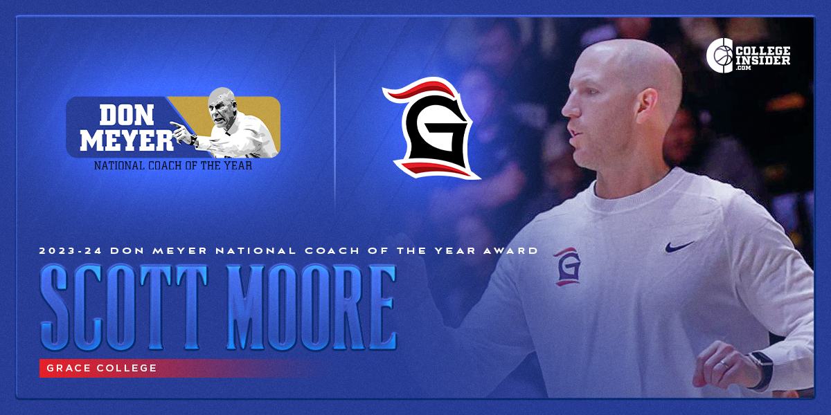 April 4, 2024 PHOENIX, AZ -- Grace College’s Scott Moore is the recipient of 2024 Don Meyer National Coach of the Year award, which is presented annually to the top head coach in NAIA college basketball. Press Release: collegeinsider.com/2024/2024DonMe… Award Website:…