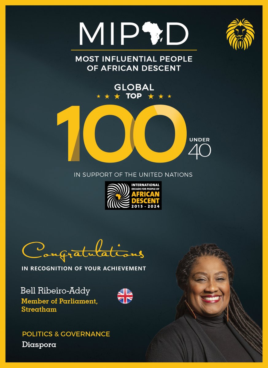 Honoured to be named on the The Most Influential People of African Descent Under 40 list 2024. @MIPAD100 is a global initiative highlighting the achievements of people of African descent around the world in support of the UN International Decade for People of African Descent.