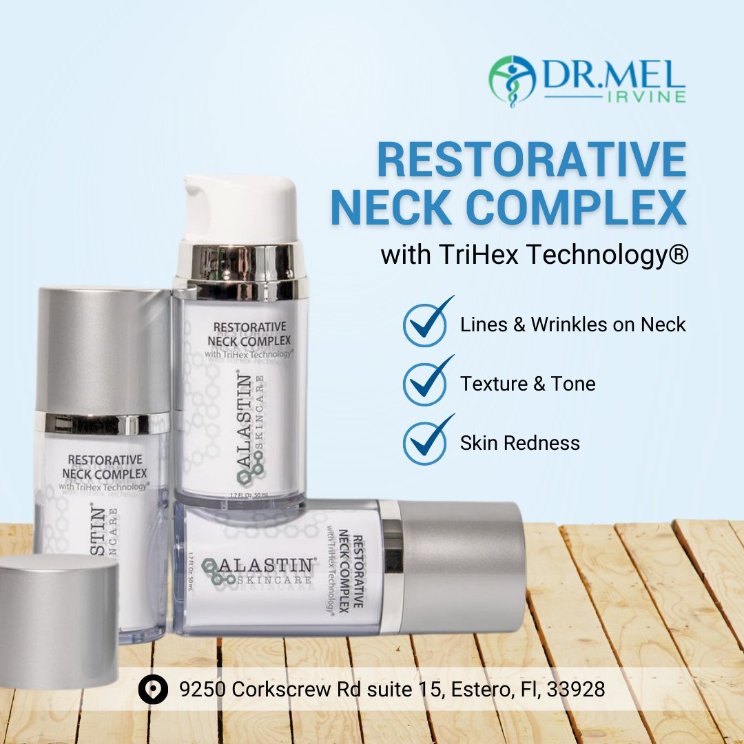🤩 Achieve smoother, more even skin tone on your neck with our Restorative Neck Complex!
.
.
.
#drmelirvine #neckcare #skincareroutine #beautyproducts