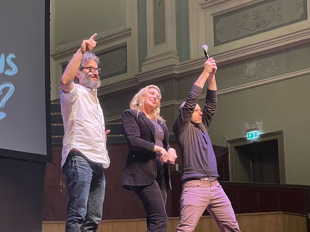 filmfestfan1970's tweet image. Wee Tuesday night watching the how did this get made gang in Belfast #howdidthisgetmade #jasonmantzoukas
#Paulscheer #junedianeraphael