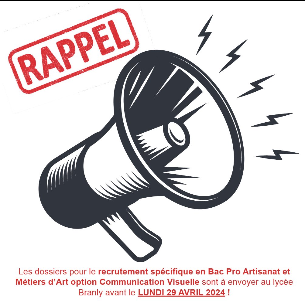 Alice LOIZEAU-CHEVALLIER (@loizeau_alice) on Twitter photo ⚠️ Derniers jours pour envoyer votre dossier de candidature au lycée <a href="/Branly86/">É Branly Châtel.</a> de <a href="/Chatellerault86/">VilleChatellerault</a>
Tentez votre chance pour rentrer en Bac Pro Artisanat et Métiers d’Art option Communication Visuelle Plurimedia 🎨
ℹ️ lyceebranly.fr/activites-peda… ⚠️ Derniers jours pour envoyer votre dossier de candidature au lycée <a href="/Branly86/">É Branly Châtel.</a> de <a href="/Chatellerault86/">VilleChatellerault</a>
Tentez votre chance pour rentrer en Bac Pro Artisanat et Métiers d’Art option Communication Visuelle Plurimedia 🎨
ℹ️ lyceebranly.fr/activites-peda…