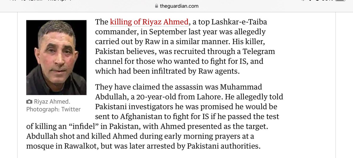 According to the Guardian, India’s external intelligence agency (RAW) tricked a potential Islamic State recruit into assassinating a senior Lashkar-e-Taiba commander in Pakistan. [Story leans heavily on anonymous sourcing, but IF true it will only help Modi in Indian elections.]