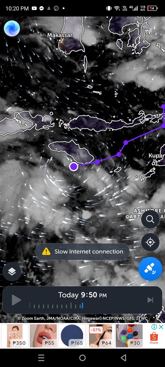 JakeMP4_Tweets's tweet photo. zoom earth has updates wow! I forgot about the other update of cyclones near Madagascar, By the way there's a Low Pressure System Near Indonesia, Medium chance to be a tropical cyclone for now.

Wind Speed: 45KMH
Gust: 65KMH
Pressure: 1004
Moving: SSW [South South West] https://t.co/xtXZgtTEF0