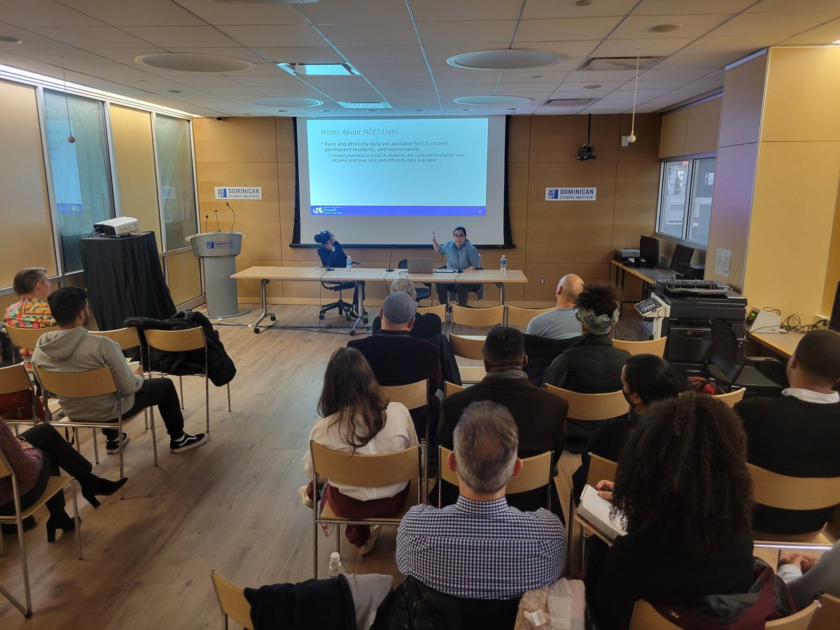 CUNYDSI's tweet photo. We kicked off our #intersectionality panel with @drexelpubhealth's Dr. @stephmhernandez's presentation on data about #Latinx students in the US and #STEM. https://t.co/p29lLHXoE2