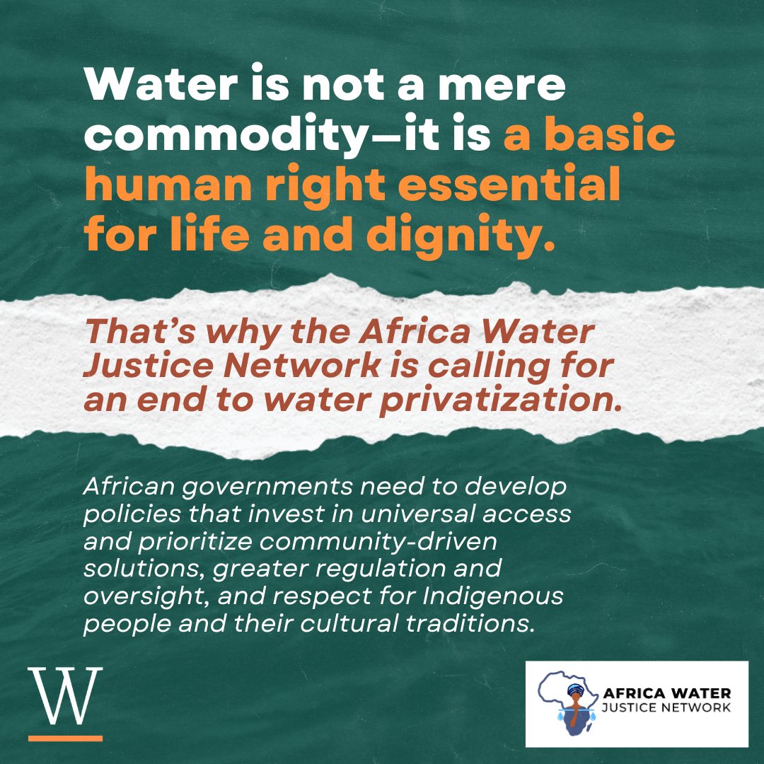 Water is a basic human right, essential for life and dignity. Yet its privatization in many countries in Africa is exacerbating the current #WaterCrisis. @africawaternet is pushing for govts to prioritize human rights and ensure access to clean water. Follow them for updates!