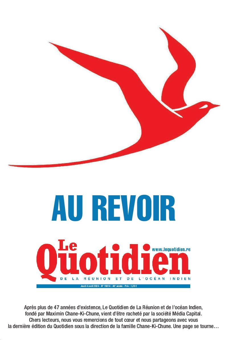 Une page se tourne au 'Quotidien de la Réunion et de l'Océan indien'. La une du jour.