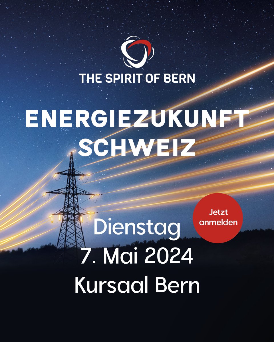 Wo steht die Schweiz bei der Energiewende?⚡️Das wird am 7. Mai 2024 am diesjährigen <a href="/spiritofbern/">The Spirit of Bern</a> diskutiert. Mehr Informationen hier 👇hauptstadtregion.ch/veranstaltunge…

#tsob24 #spiritofbern