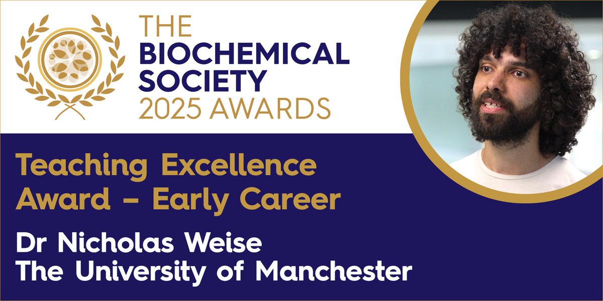 Biochemical Society (@biochemsoc) on Twitter photo The 2025 Teaching Excellence Award - Early Career goes to Dr Nick Weise! Impacting thousands of students and educators worldwide, Nick has pioneered a student cohort programme, co-delivered Teaching for Researchers, re-designed the PGR training curriculum and more <a href="/OfficialUoM/">The University of Manchester</a>. The 2025 Teaching Excellence Award - Early Career goes to Dr Nick Weise! Impacting thousands of students and educators worldwide, Nick has pioneered a student cohort programme, co-delivered Teaching for Researchers, re-designed the PGR training curriculum and more <a href="/OfficialUoM/">The University of Manchester</a>.