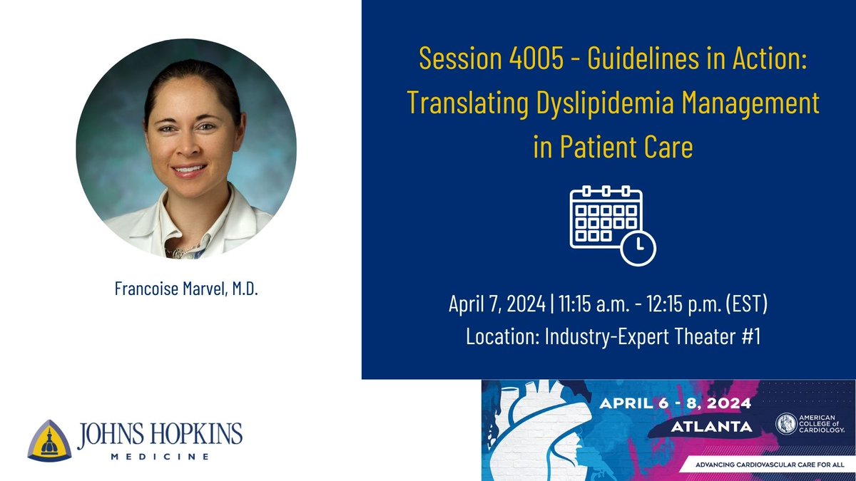 'Join Dr. Kunadian, @DoctorMarvelMD, and Dr. Baber as they navigate the intricacies of dyslipidemia management, turning clinical guidelines and recommendations into actionable strategies for enhancing patient care.' #ACC24