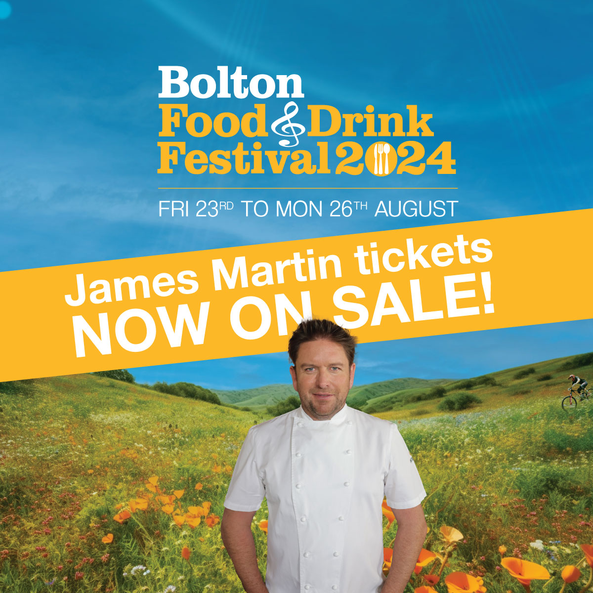 Did you guess correctly?🤔 James Martin tickets are now on sale for this August bank holiday weekend #BoltonFoodFest That’s right… you can get your tickets TODAY. Be quick as you don’t want to miss out. 📆Monday 26th August 2024 Visit boltonfoodanddrinkfestival.com