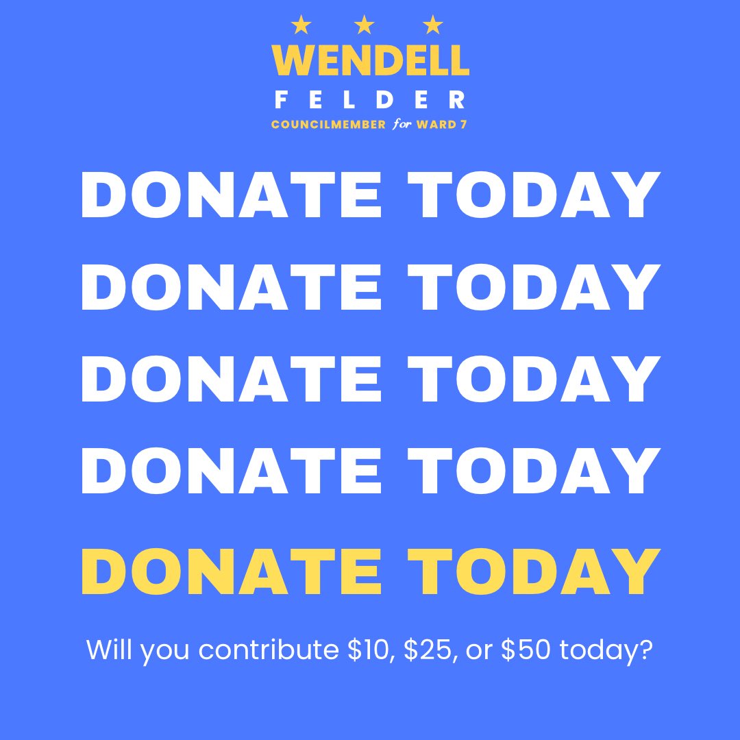 We are 6 days away from our April 10th fundraising deadline. We need your support more now than ever! Donate today by visiting WendellForWard7.org Any contribution from a DC resident up to $50 will be matched by 5:1. #WendellWorks #WendellForWard7
