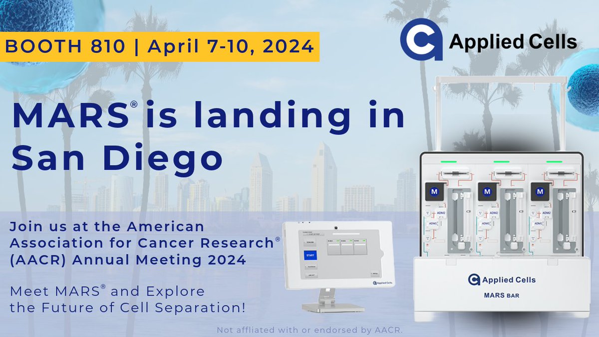 Curious about MARS®? Stop by our BOOTH 810 and check out our MARS® Platform during #AACR24 in San Diego, CA this April 7-10! Speak with our experts and explore the future of cell separation. #CellTherapy #CancerResearch #Hematology #multiplemyeloma #genetherapy #Biotech