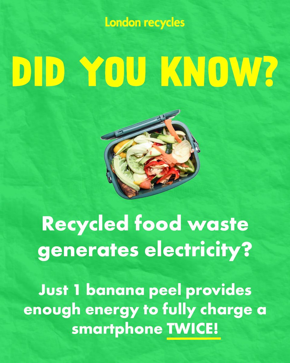 Recycling food waste is super easy and can help power London’s homes 🍌🍏 Most councils in London now collect food waste, though not all! Visit our website and check our ‘services at a glance area’ to see if food waste is collected in your area: zurl.co/eGga