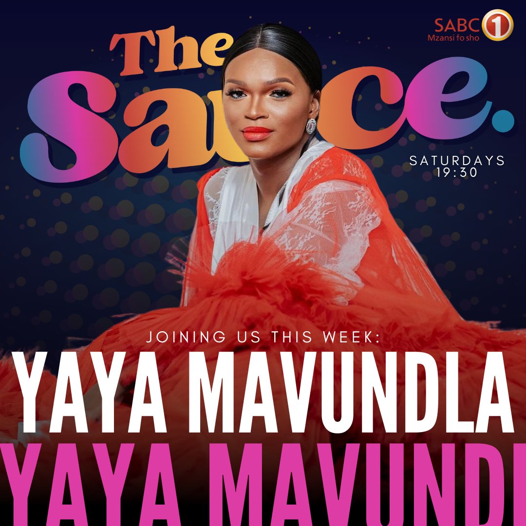 This Saturday... 

Yaya Mavundla joins us to talk about her cover girl moves and play a game of this or that on the fashion front #TheSauceSABC1 

Saturday at 7:30PM only on <a href="/Official_SABC1/">SABC 1</a>