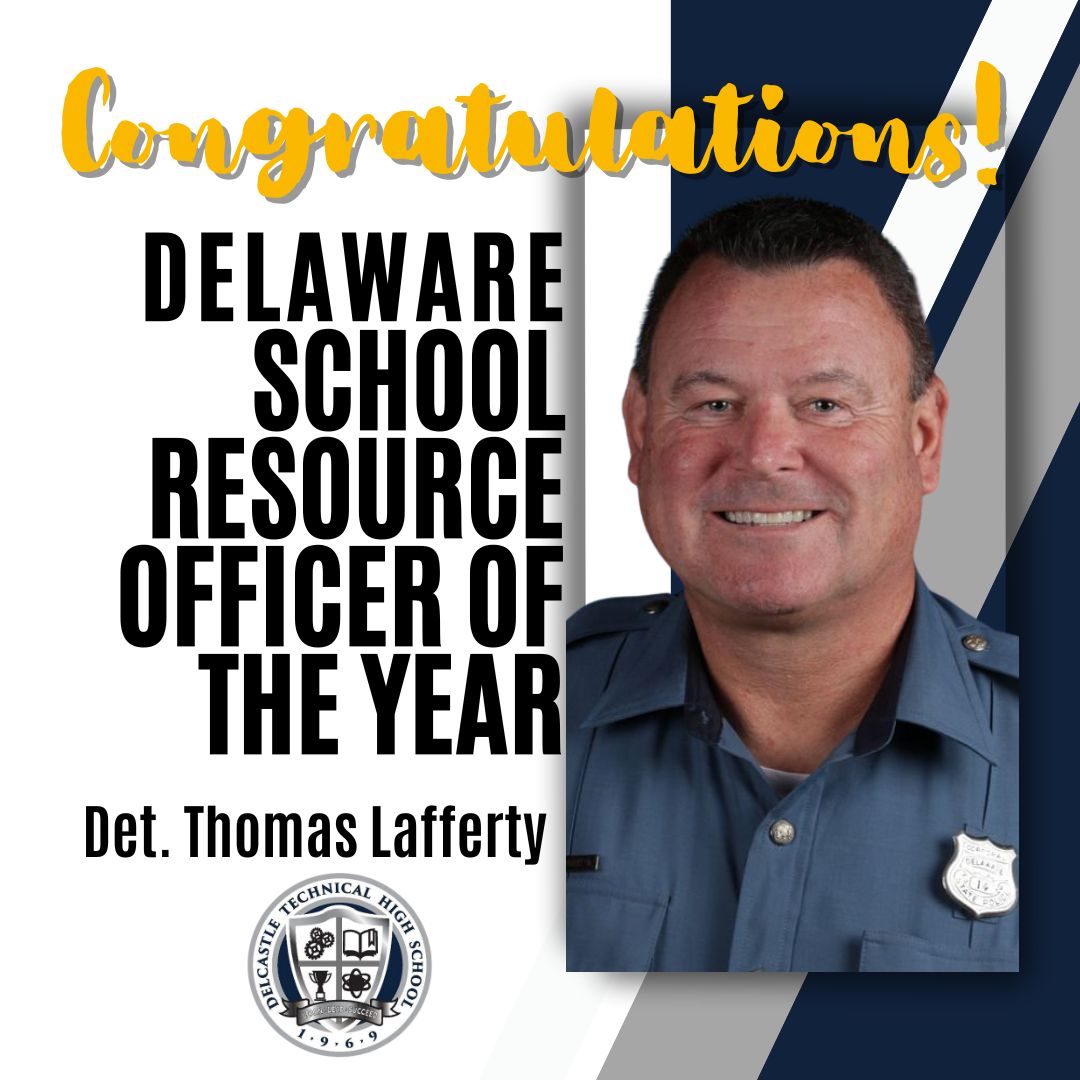 👮 DE State Resource Officer of the Year🎆 Congrats to our very own Detective Tom Lafferty for being named the Delaware School Resource Officer of the Year! Thank you for all that you do for our #CougarNation. We appreciate you! #NCCVTworks