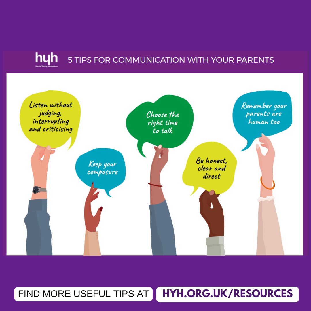 These 5 tips could be fundamental in how you navigate any future disagreements with parents, guardians, or anybody in your life. ✨ Take a look at our website for plenty more resources and tips #Support #MentalHealth #Communication For more, visit 👉hyh.org.uk/resources