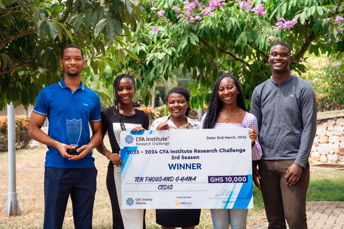 A team of Business Administration students #atAshesi have won the 2024 Chartered Financial Analyst (CFA) Institute research challenge. The challenge featured five teams from the <a href="/UnivofGh/">University of Ghana</a>, <a href="/KNUSTGH/">Kwame Nkrumah University of Science and Technology</a>, <a href="/upsaccra/">University of Professional Studies, Accra (UPSA)</a> and <a href="/Ashesi/">Ashesi University</a>.