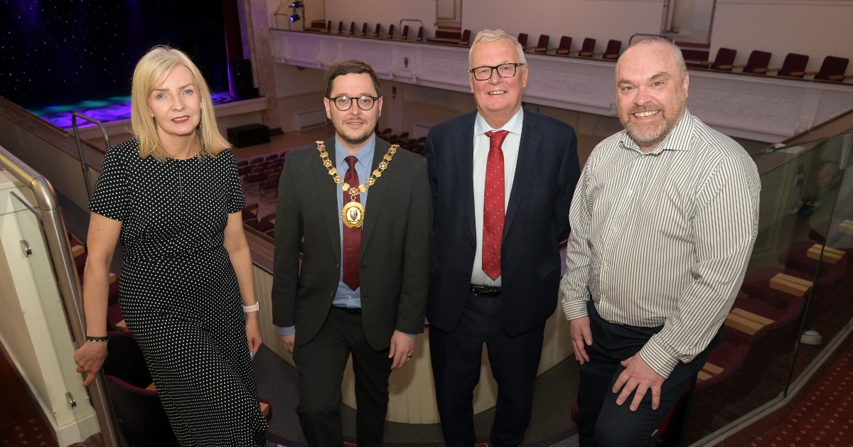 Provost Kenneth Duffy and Councillor Jim Logue visited @AirdrieTownHall as the team prepare to welcome audiences back to the newly refreshed venue with a full programme of live events for 2024 and beyond. Find out more: ow.ly/CPak50R3baB #AirdrieTownHall #NorthLanarkshire